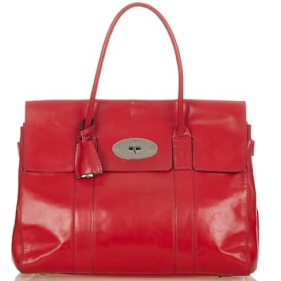 Auth Mulberry Bayswater Spazzalato Fuchsia Pink Patent Leather Tote Bag Ex+ - Picture 1 of 16